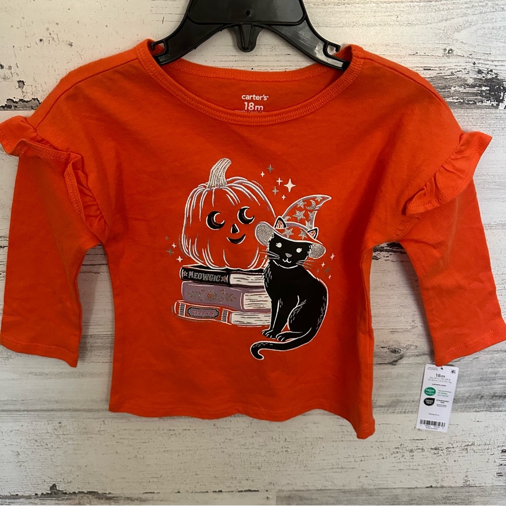 Carter’s Toddler Girls Halloween Cat Long Sleeve Top Size 18 Months NEW